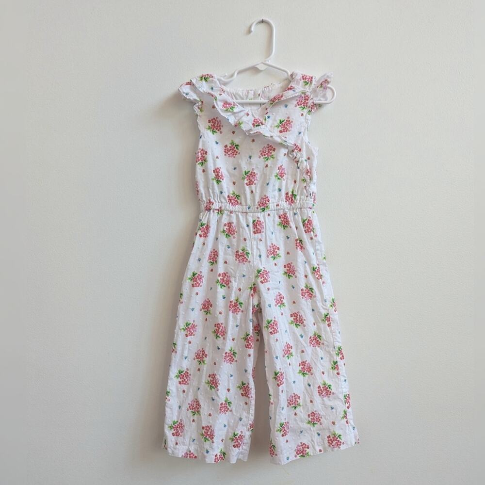 Janie and Jack Jumpsuit 4 Girls White Floral Ruffle Frilly Dainty 2020